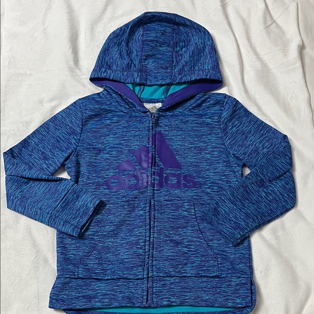 Adidas Kids Blue and Purple Zip Hoodie